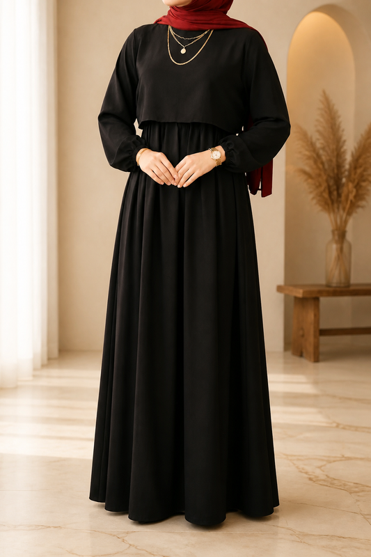 Robe hijab style boléro, noire