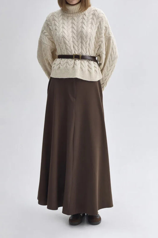 Pull court à col roulé - Taupe