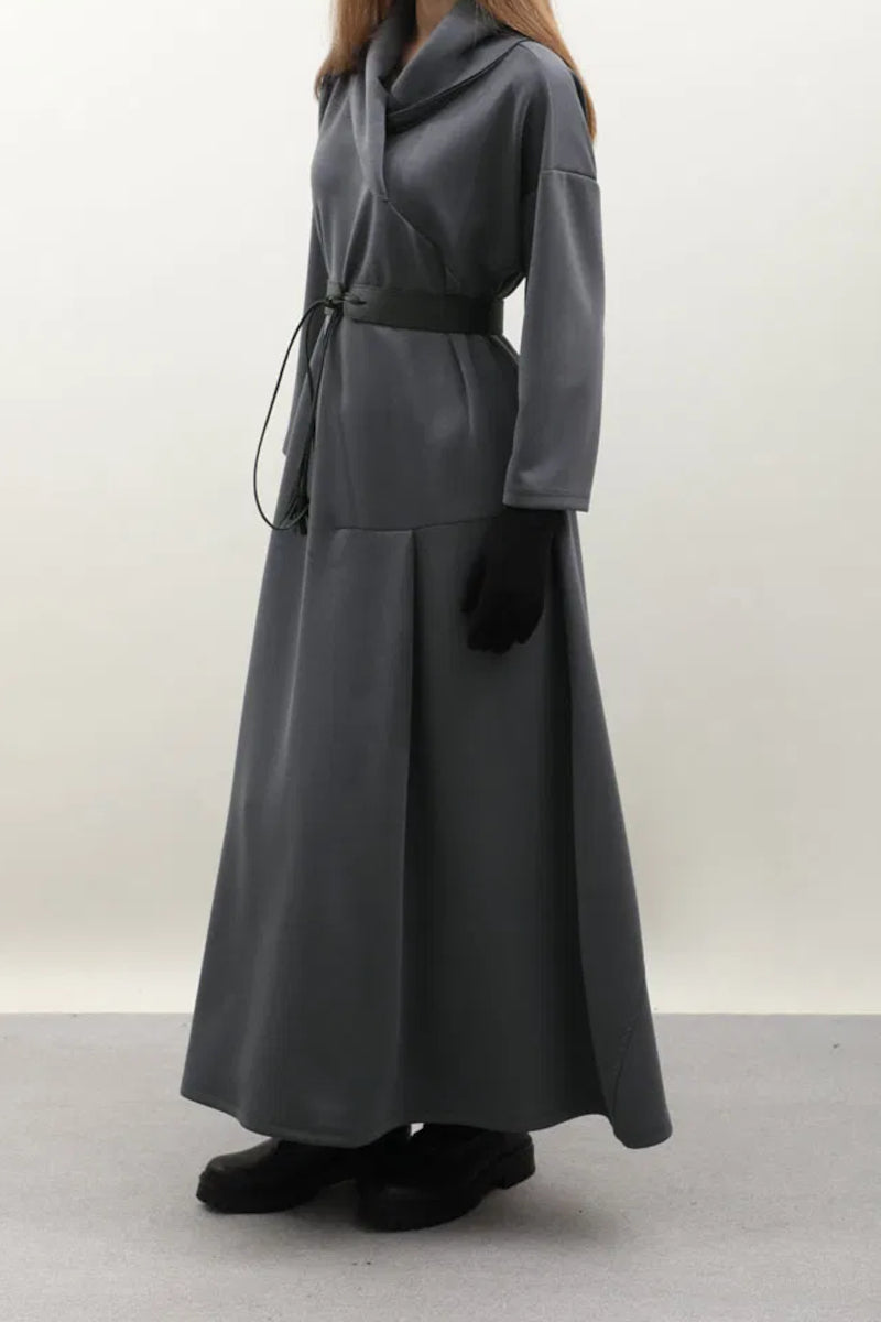 Robe en modal à col châle en V – anthracite