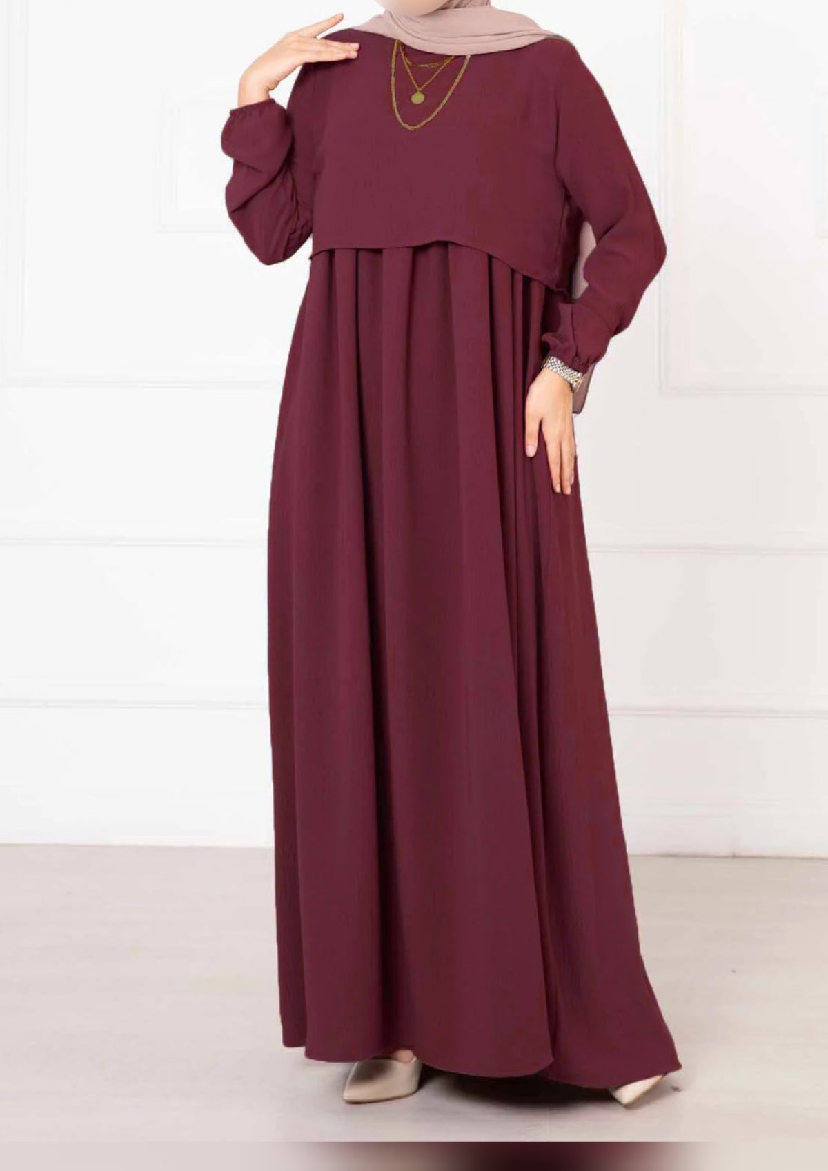 Robe hijab style boléro, rouge bordeaux