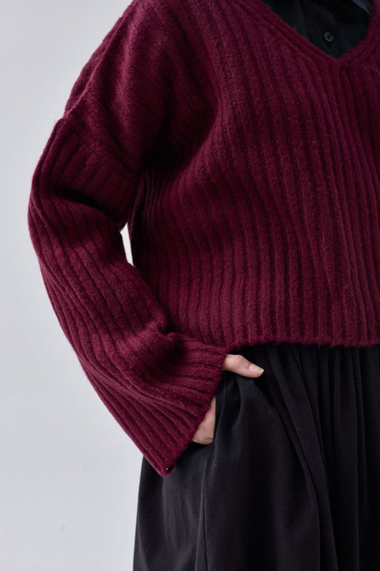 Pull court à col V – Bordeaux