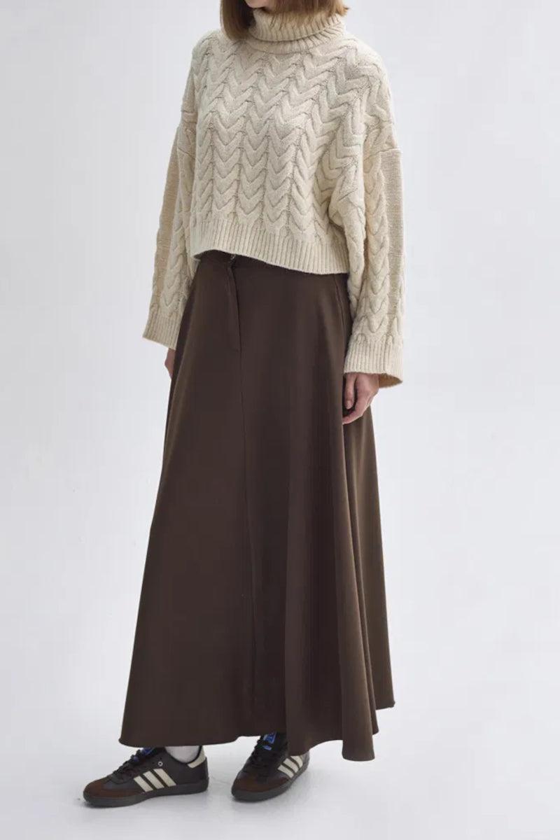 Pull court à col roulé - Taupe