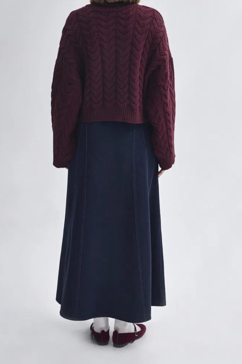 Pull court à col roulé - Bordeaux