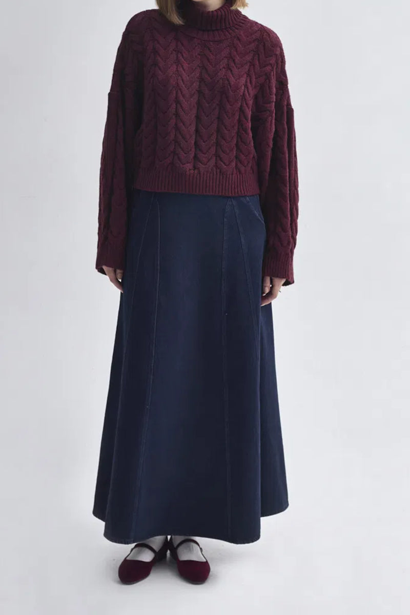 Pull court à col roulé - Bordeaux