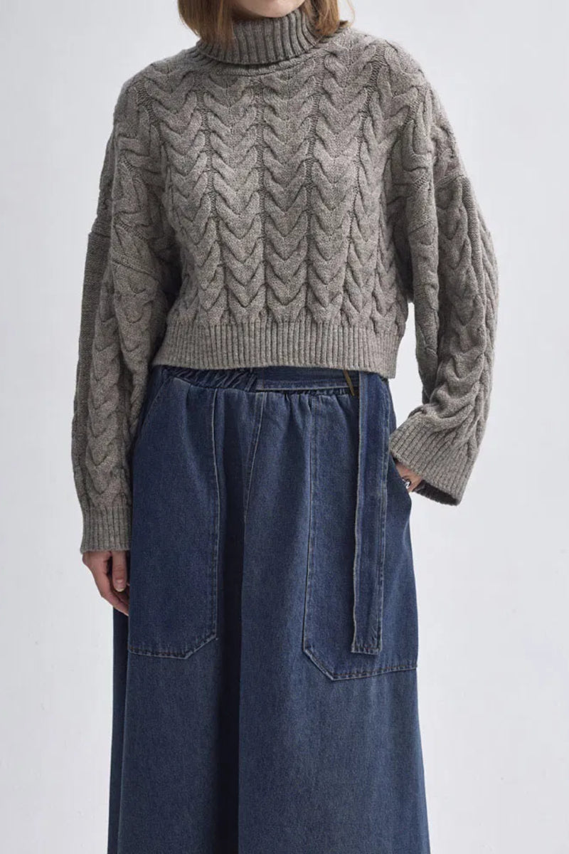 Pull court à col roulé - tons naturels