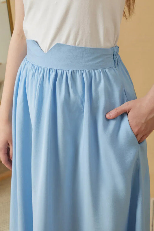 Jupe froncée en modal – Bleu ciel