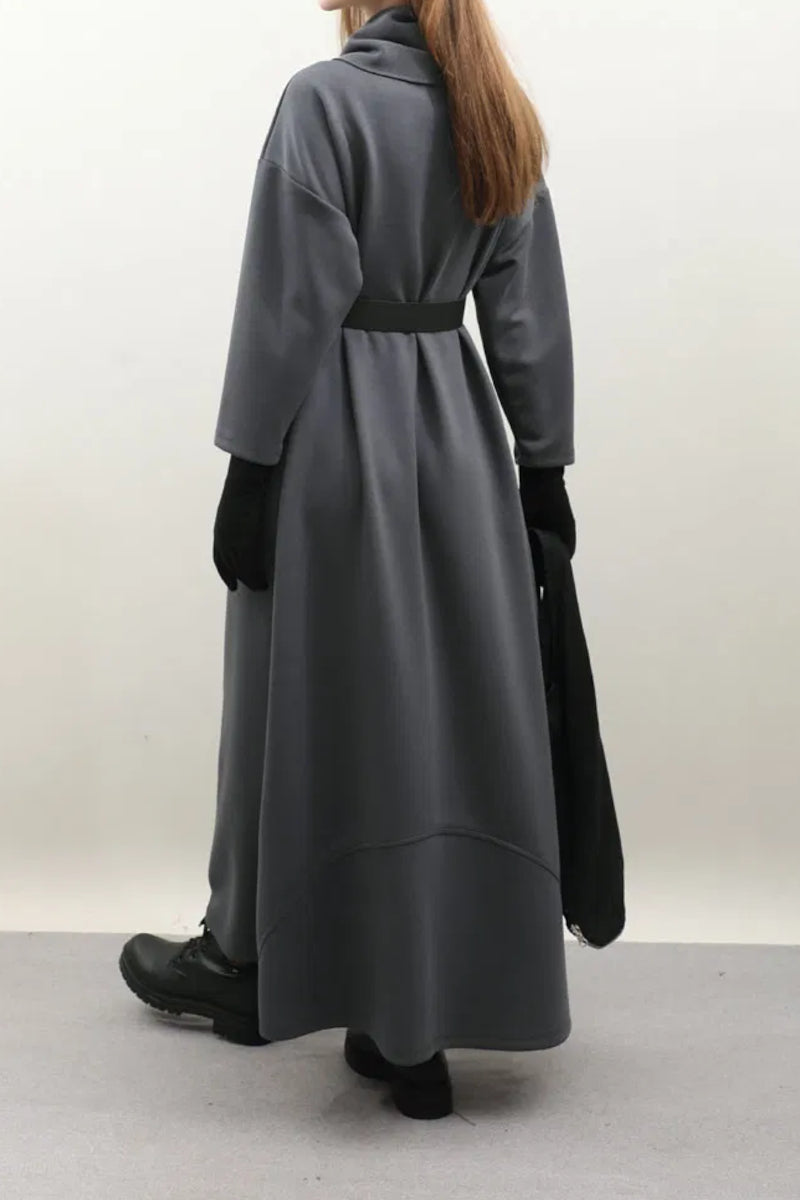 Robe en modal à col châle en V – anthracite