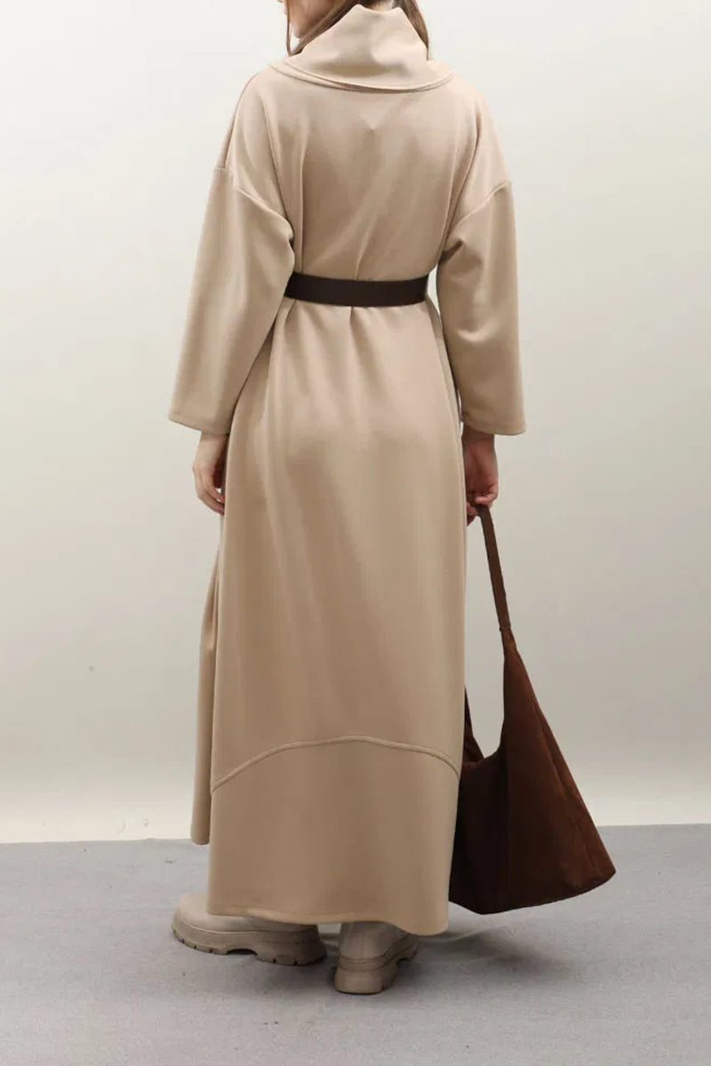 Robe en modal à col châle en V – Taupe
