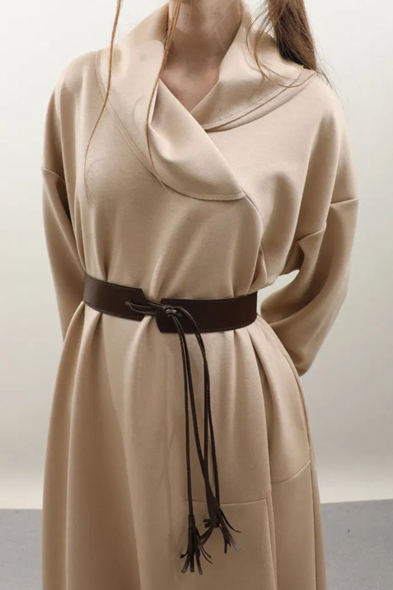 Robe en modal à col châle en V – Taupe