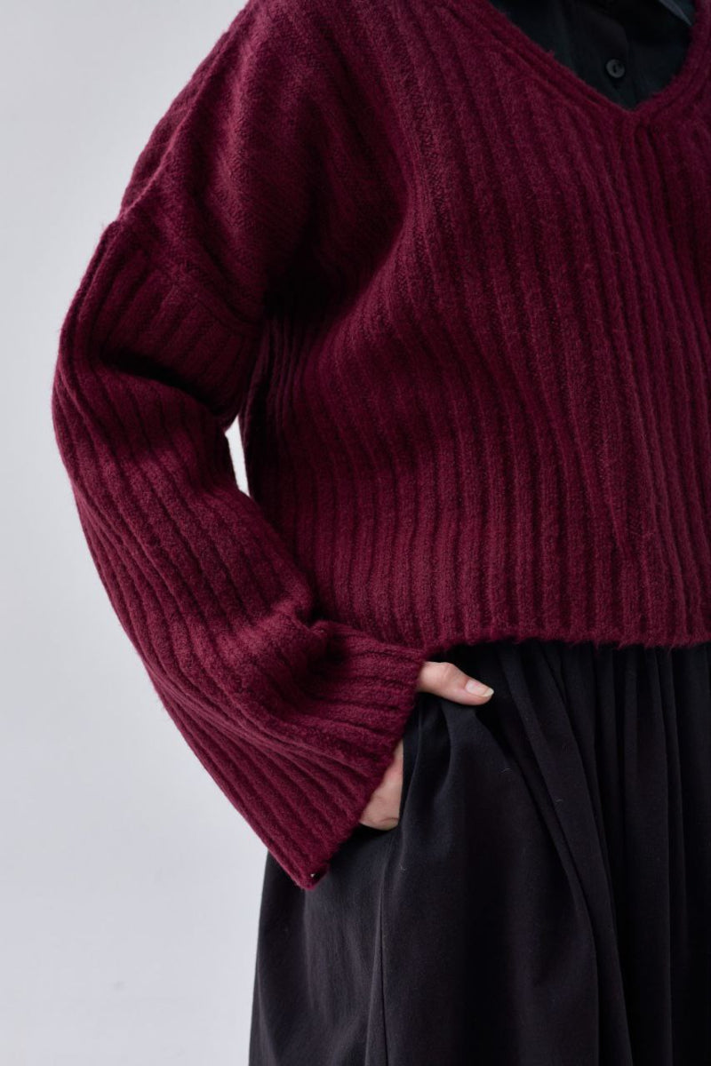 Pull court à col V – Bordeaux