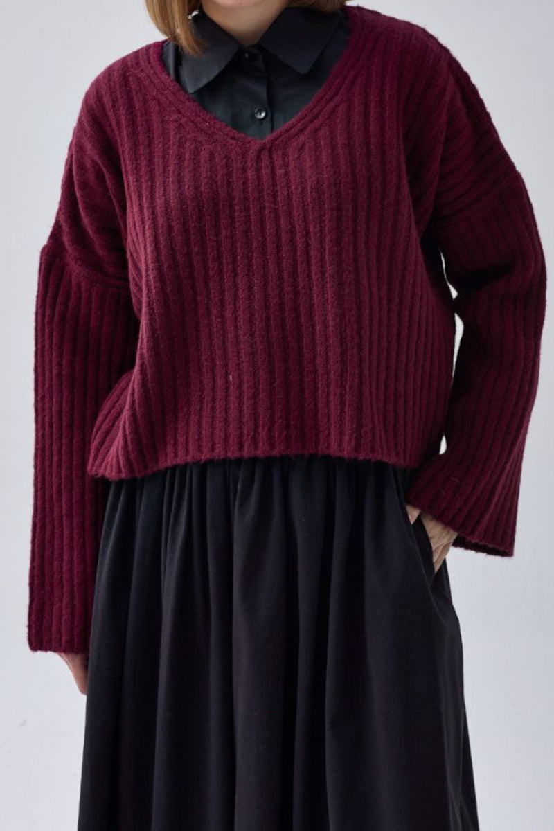 Pull court à col V – Bordeaux