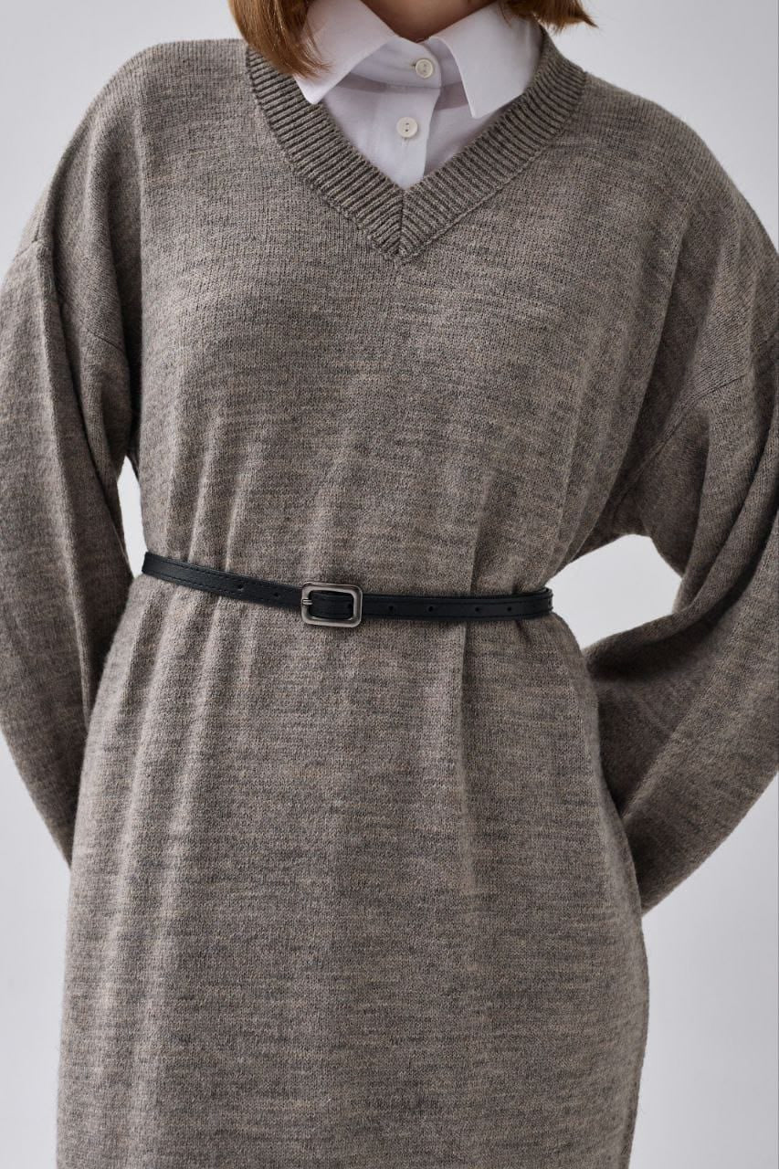 Robe en maille à col V Terre