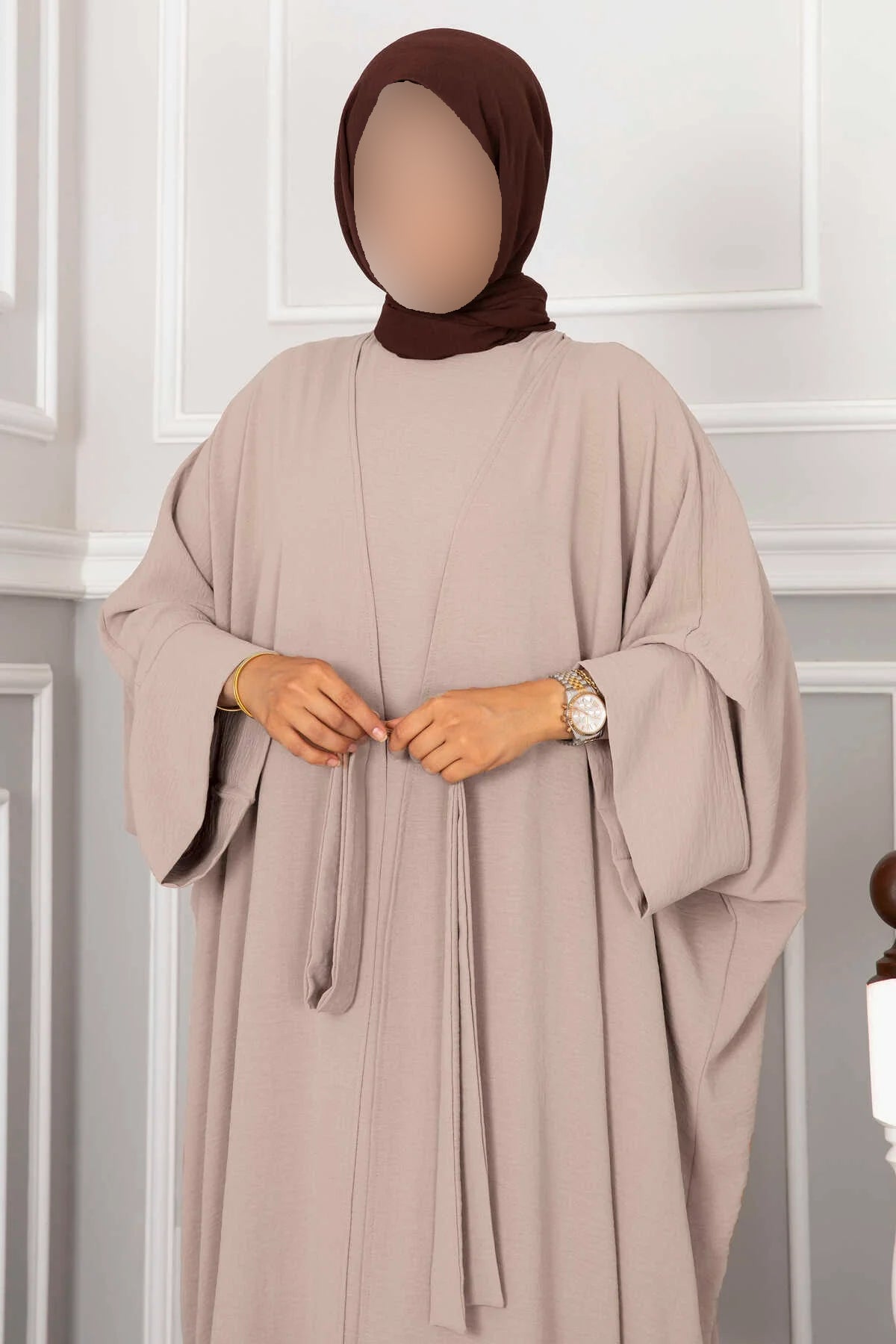 Ensemble hijab et abaya Leyli beige