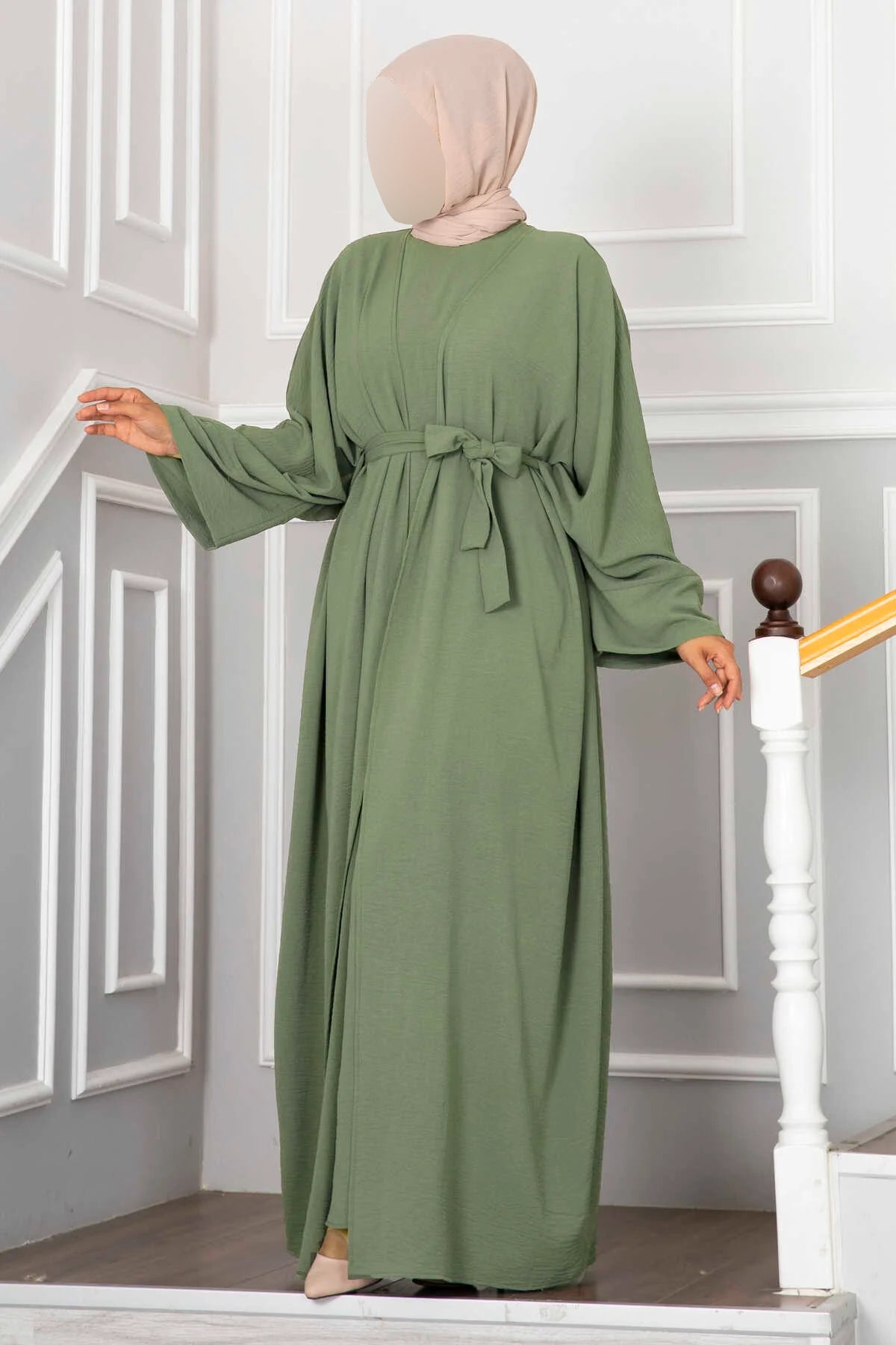 Ensemble hijab et abaya Leyli, couleur menthe