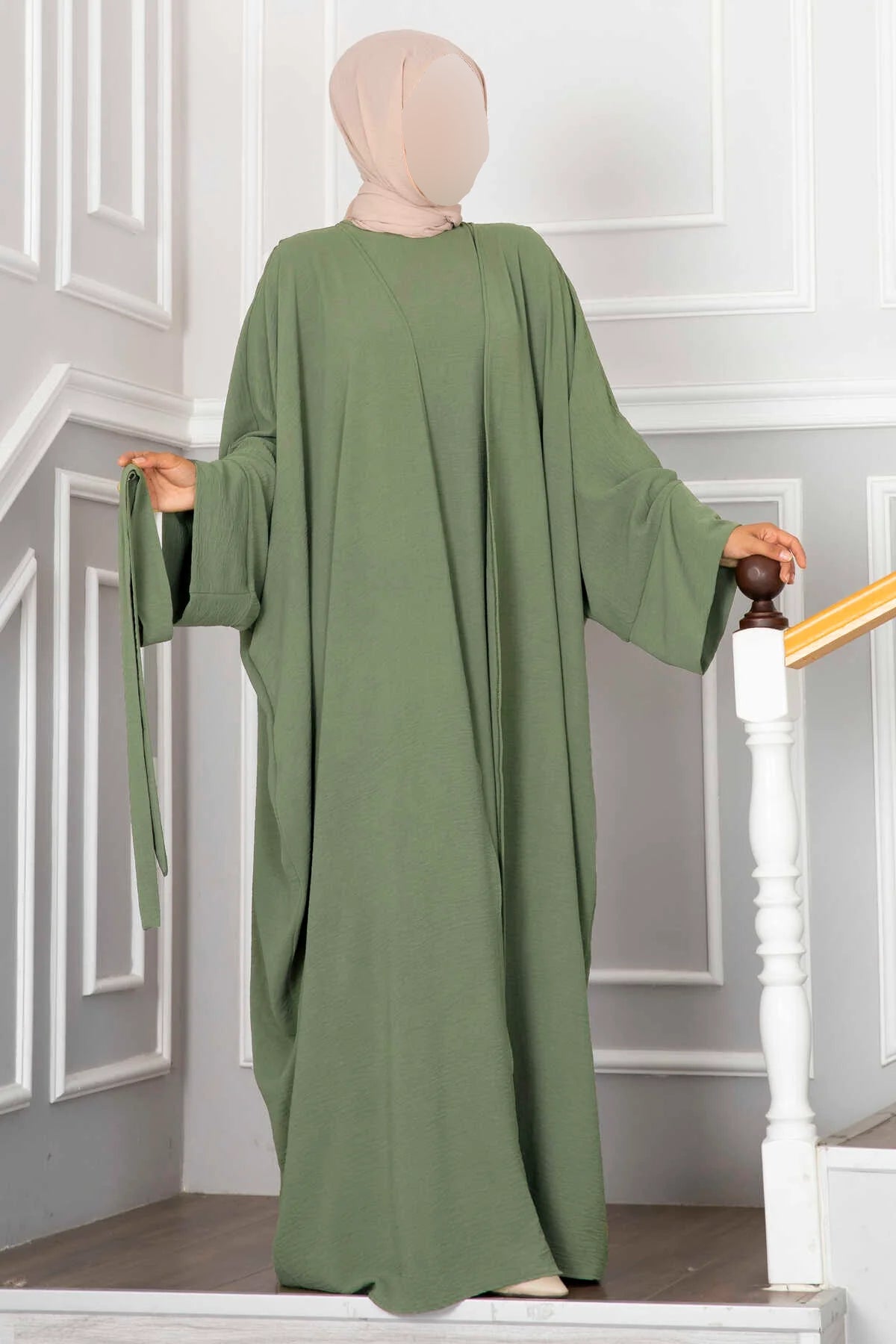 Ensemble hijab et abaya Leyli, couleur menthe