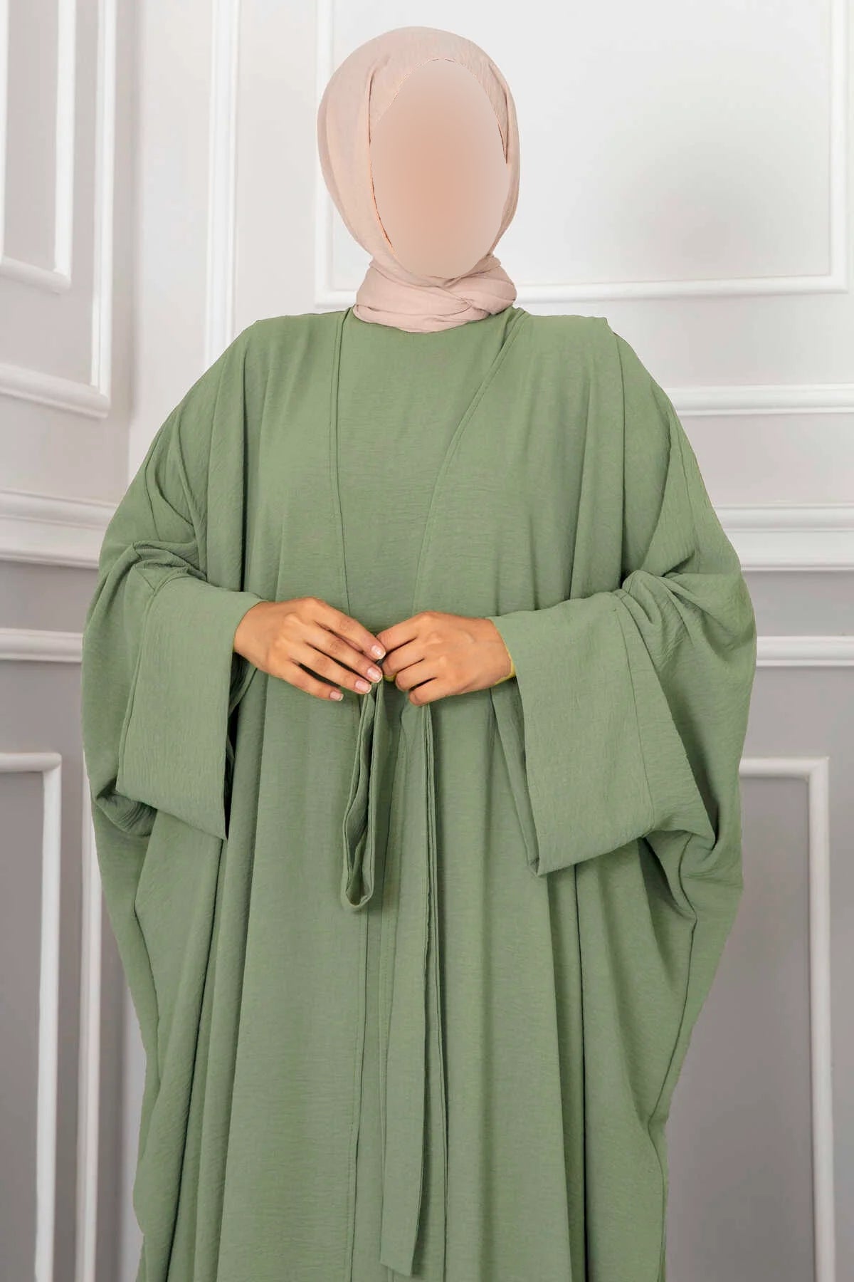 Ensemble hijab et abaya Leyli, couleur menthe