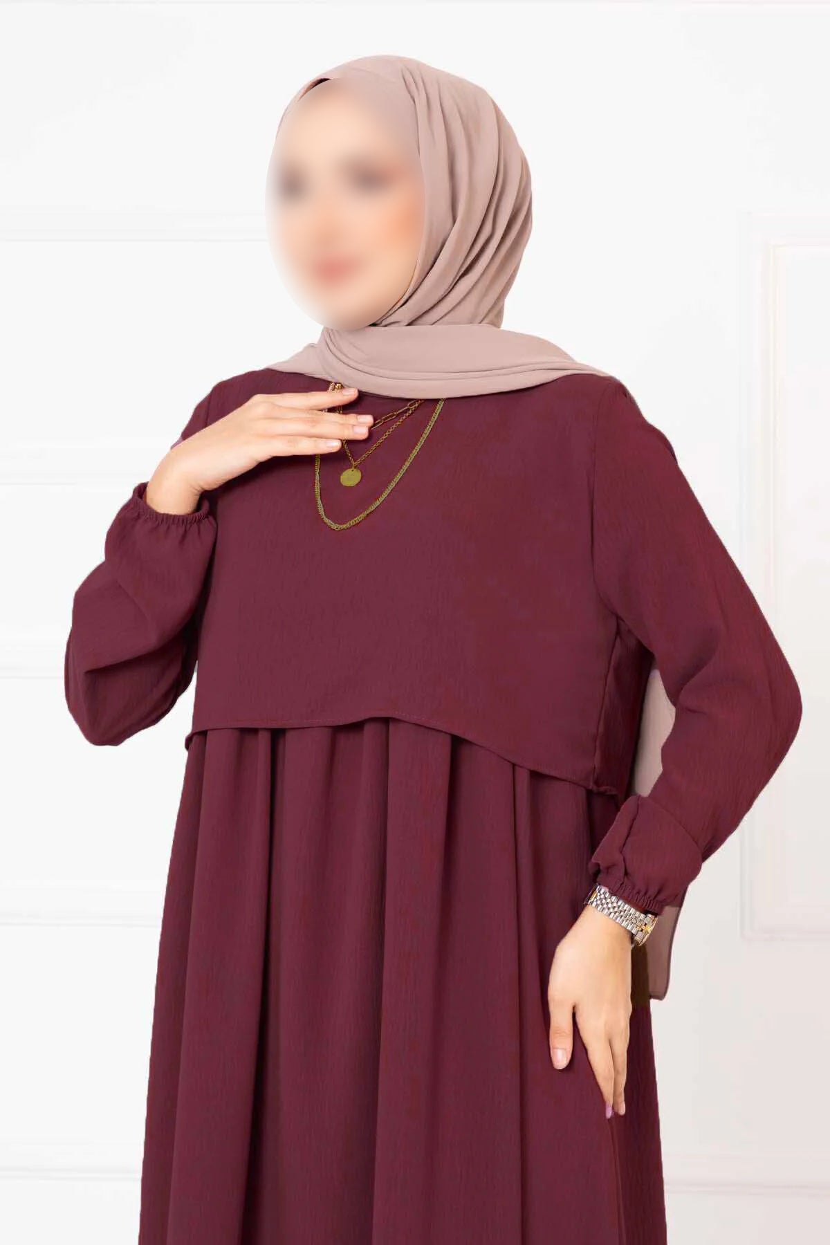 Robe hijab style boléro, rouge bordeaux 