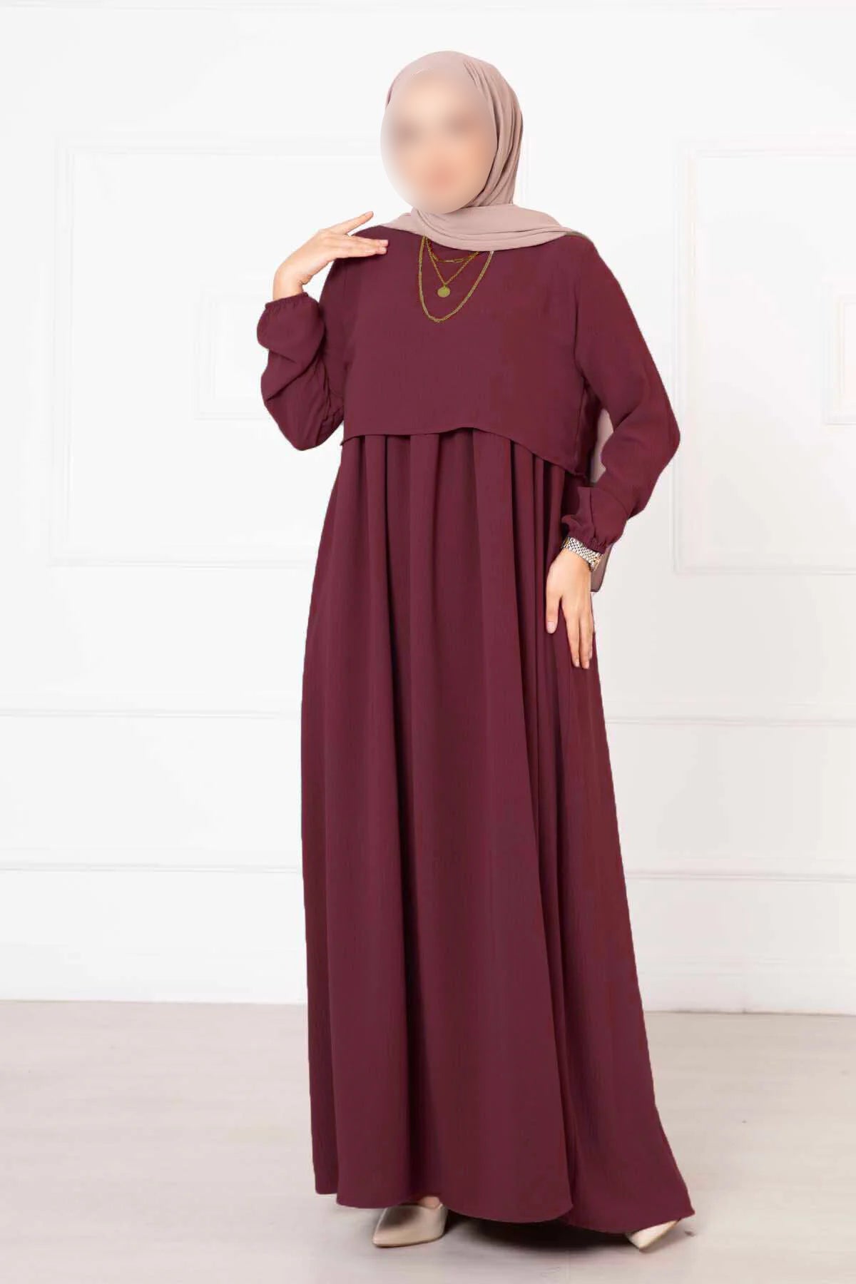 Robe hijab style boléro, rouge bordeaux 