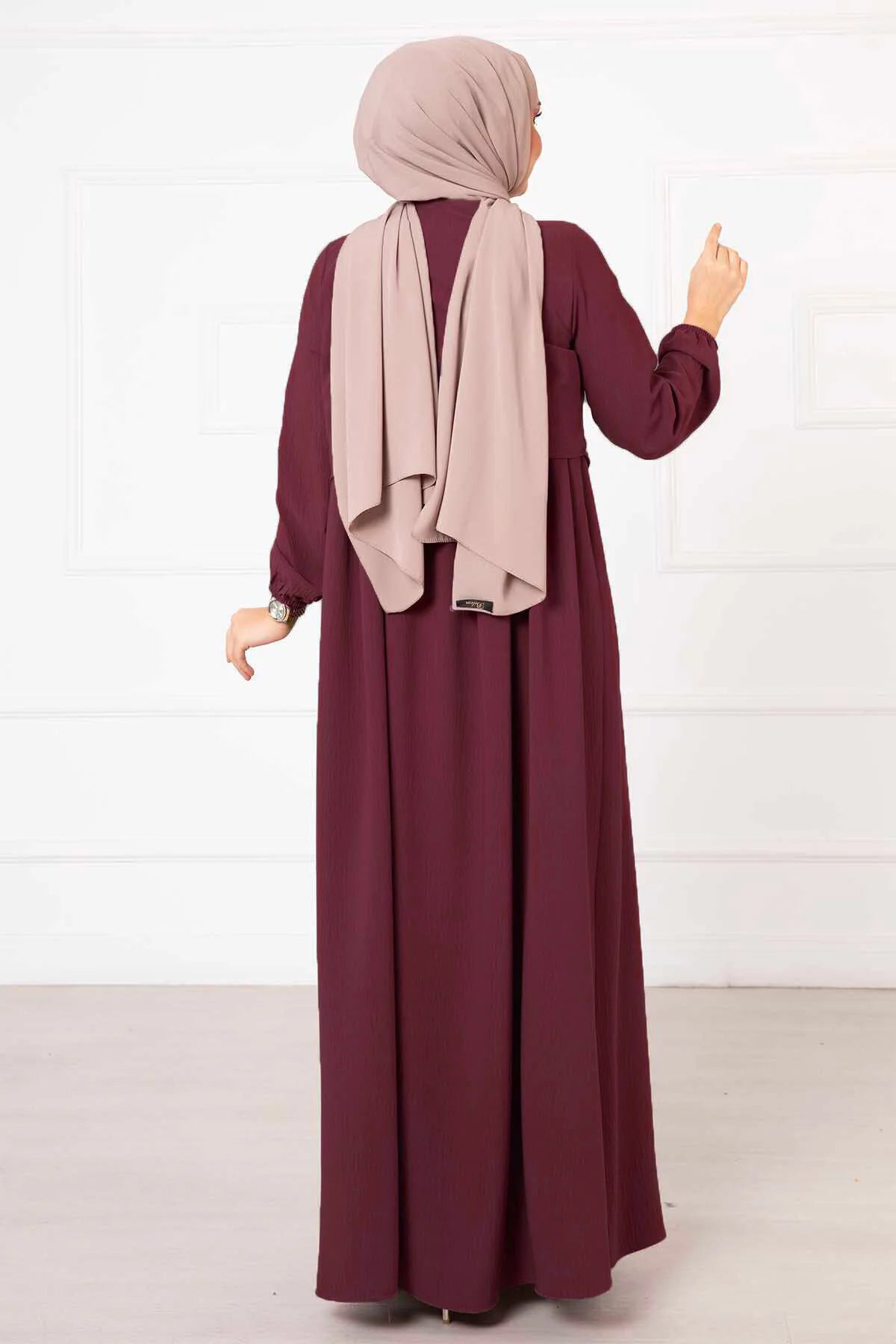 Robe hijab style boléro, rouge bordeaux 