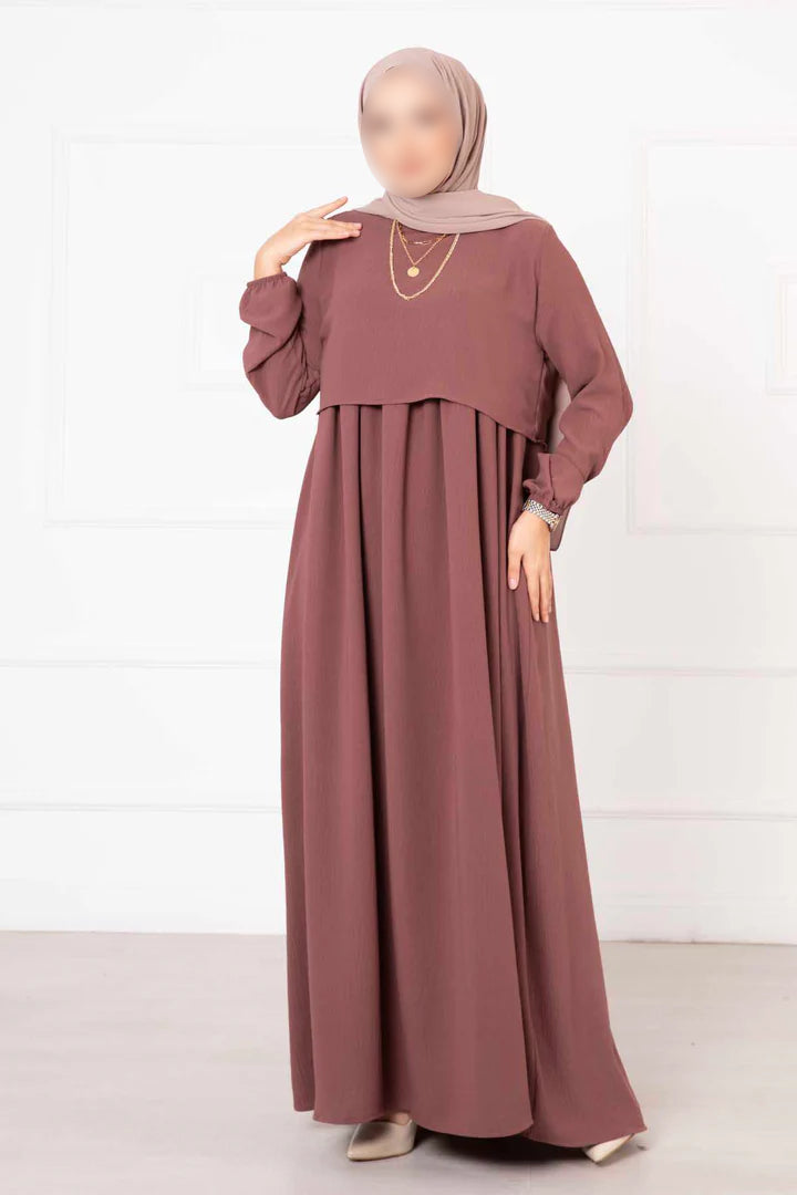 Robe hijab style boléro, rose poudré 