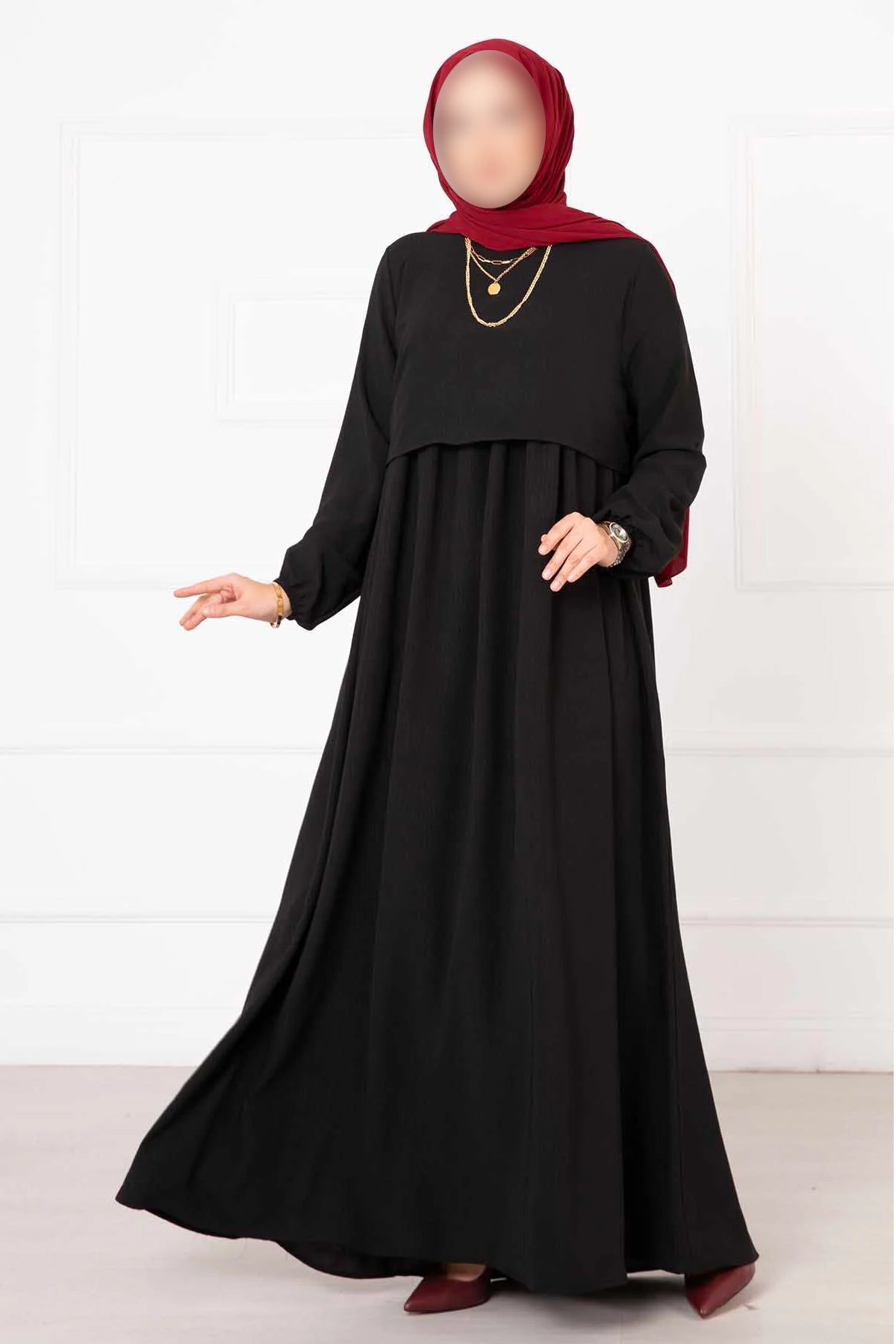 Robe hijab style boléro, noire