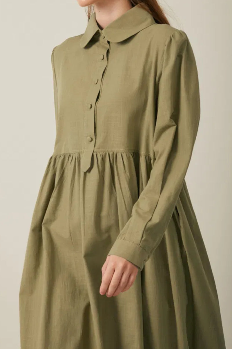 Robe en coton flammé, kaki