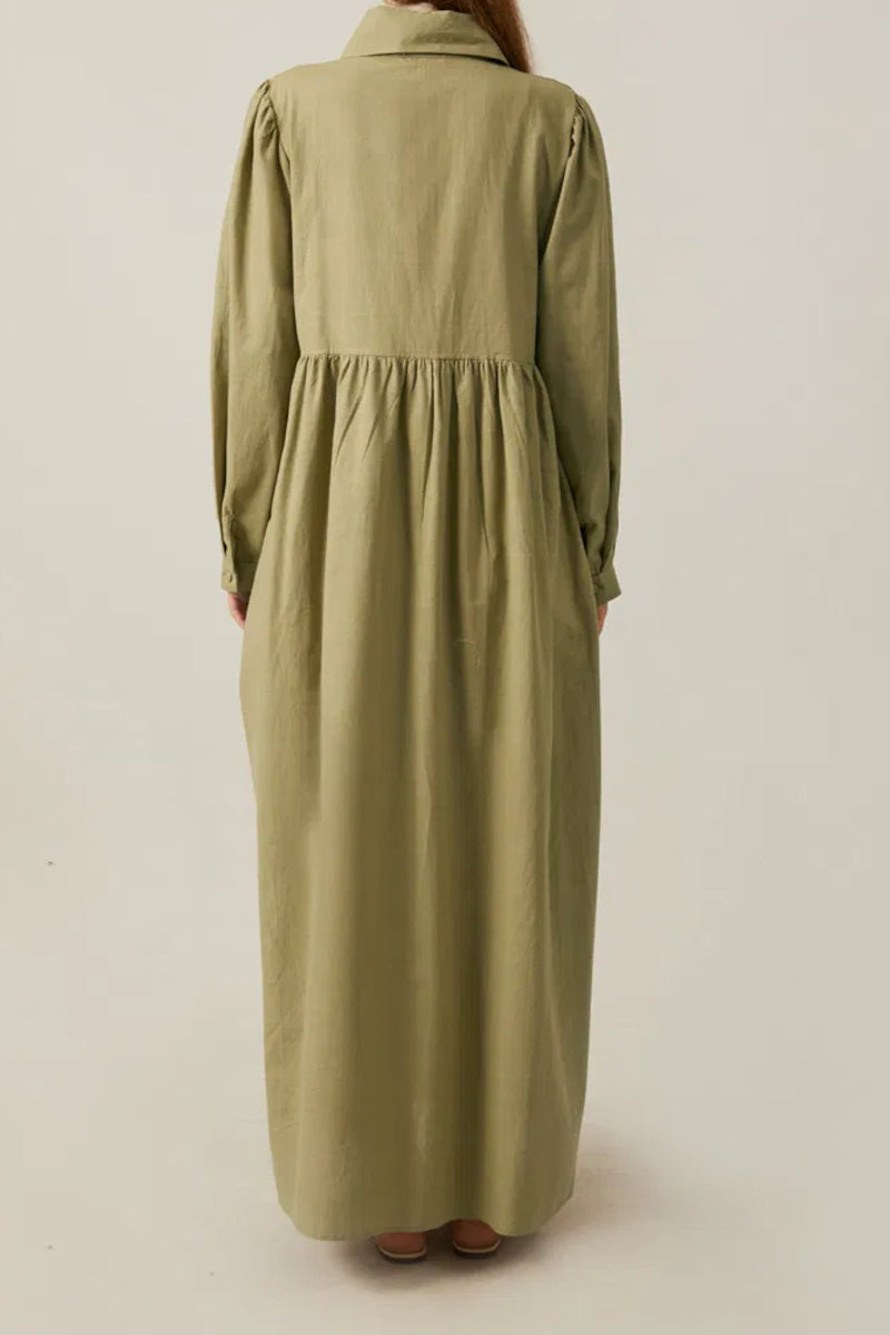 Robe en coton flammé, kaki