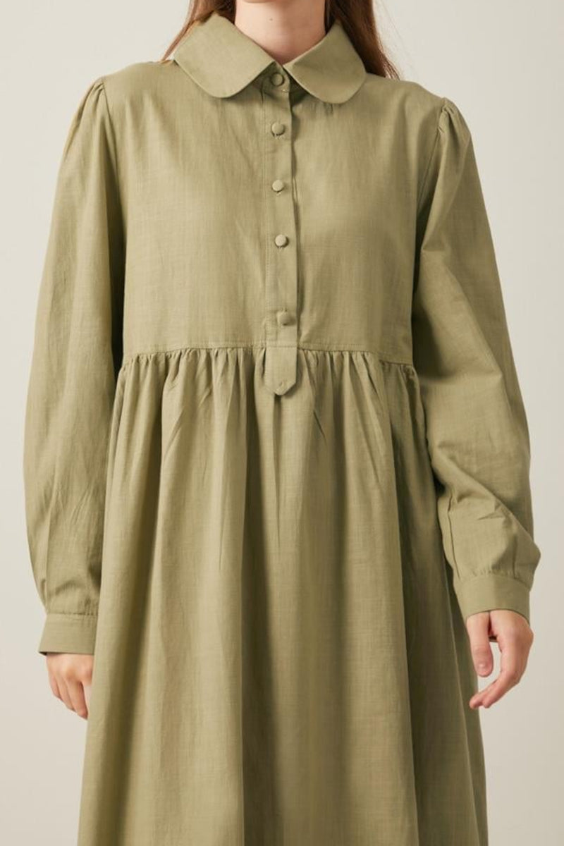 Robe en coton flammé, kaki