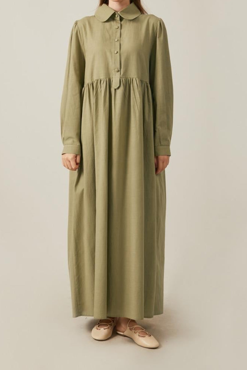 Robe en coton flammé, kaki