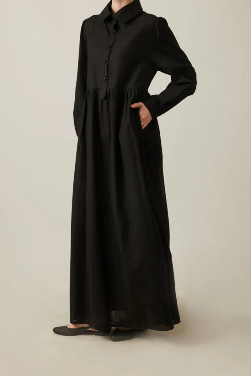 robe en coton noir flammé