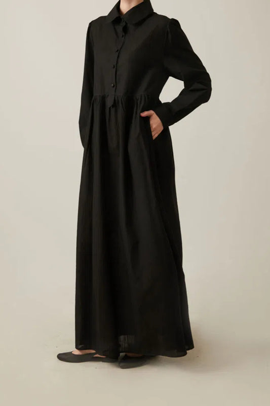 robe en coton noir flammé