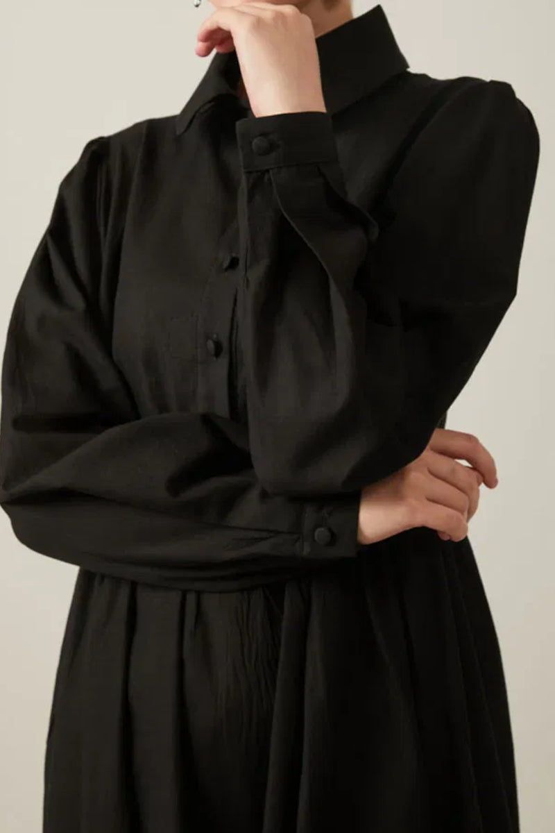 robe en coton noir flammé